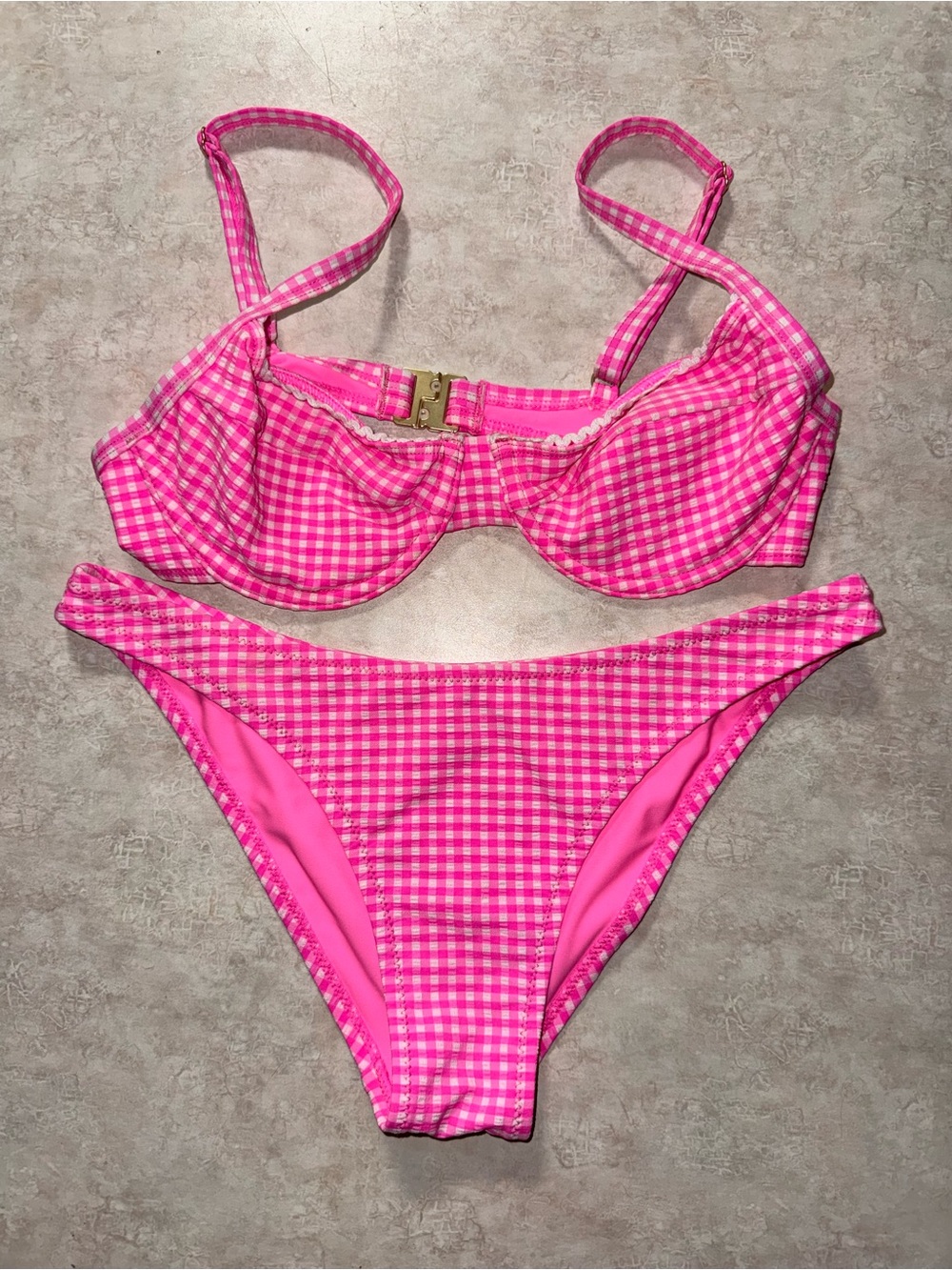 Kulani Kinis Hot Pink Gingham Bikini Set